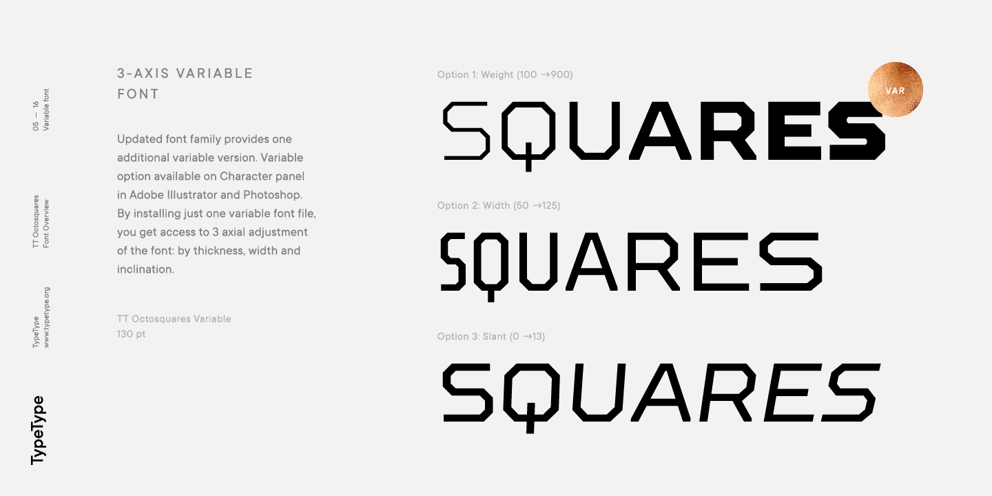 Ejemplo de fuente TT Octosquares Variable